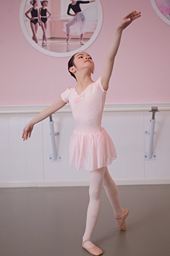 DANCEYOU Body Tutu Balletto Classica Manica Corta del Vestito Tutu Leotard Usura di Ballo con gonnelino in Chiffon Bambina/Ragazza Rose 
