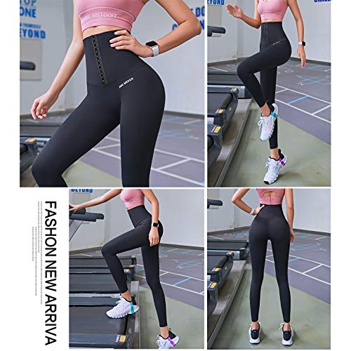 Enmain Pantaloni da yoga a vita alta da donna con tasca per il controllo della pancia palestra Leggings sportivi da corsa 