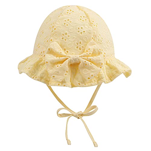 XIAOHAWANG Cappellino Estivo da Sole per Neonata Cappello da Pescatore Bowknot per Bambina Berretto Mare con Sottogola Regolabile